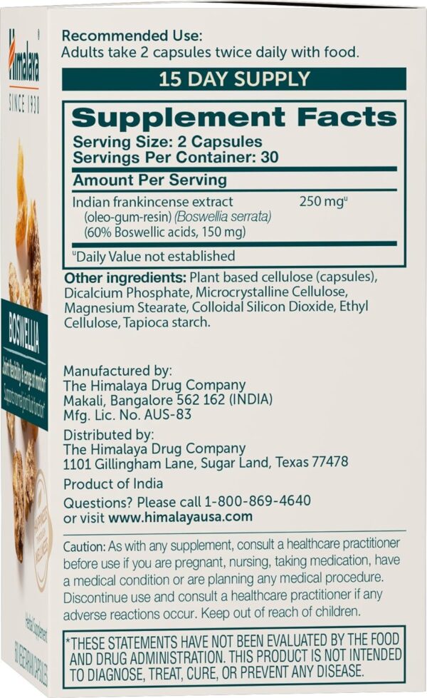 Himalaya Boswellia, Joint Support for Mobility and Flexibility, Promotes Tissue Preservation, 250 mg, 60 Capsules, 1 Month Supply, 2 Pack - Imagen 4