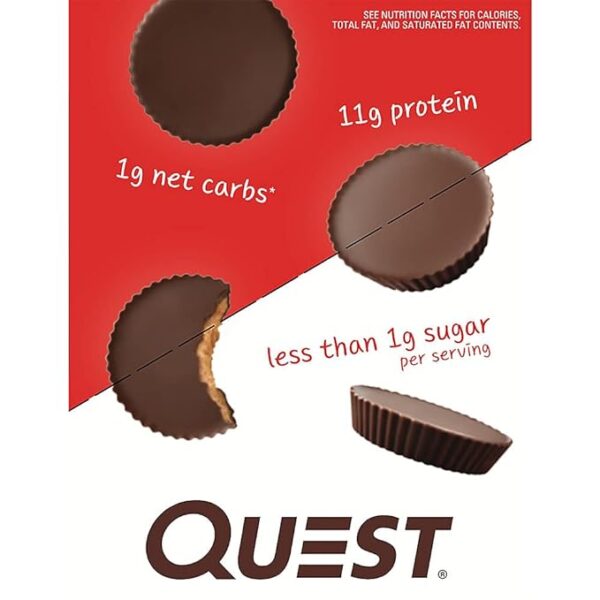 Quest Nutrition High Protein Low Carb, Gluten Free, Keto Friendly, Peanut Butter Cups, 12 Count (Pack of 1) (total- 17.76 Ounce) - Imagen 3