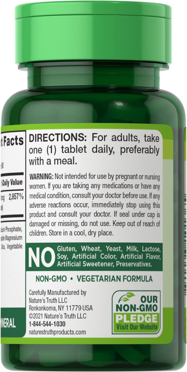 Ultra Chromium Picolinate 1000mcg | 90 Tablets | Vegetarian, Non-GMO & Gluten Free Supplement | by Nature's Truth $8.99 Save more with Subscribe & Save - Imagen 5