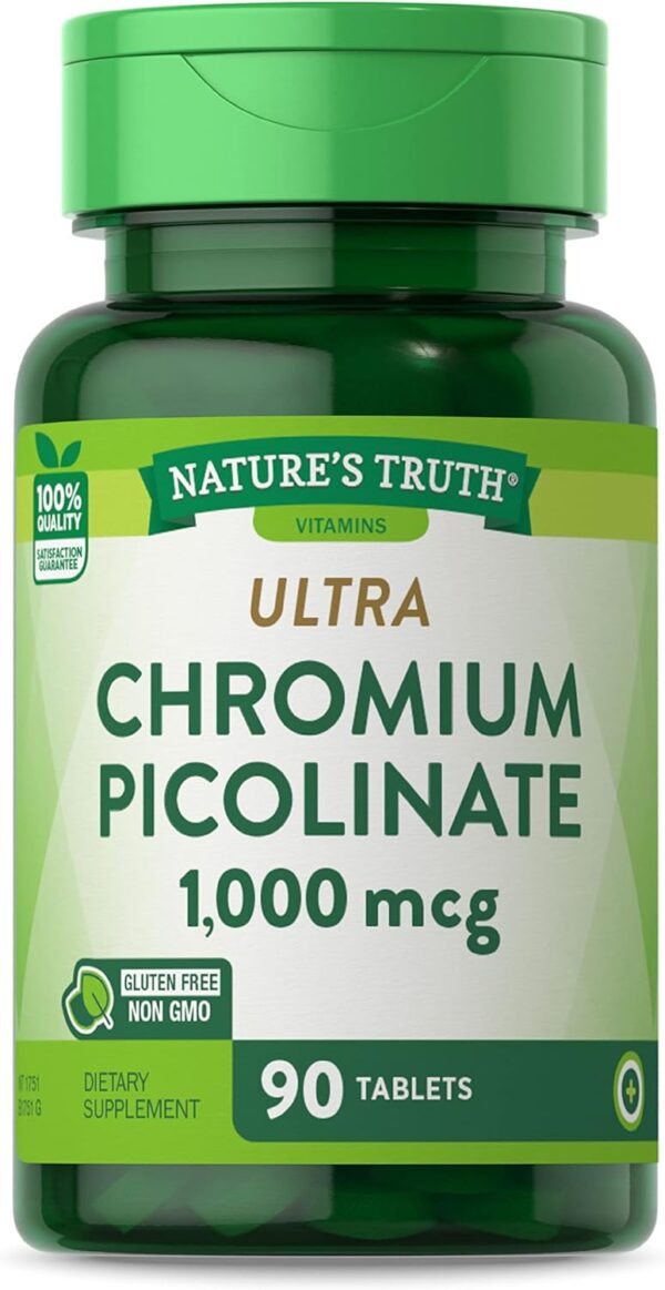 Ultra Chromium Picolinate 1000mcg | 90 Tablets | Vegetarian, Non-GMO & Gluten Free Supplement | by Nature's Truth $8.99 Save more with Subscribe & Save