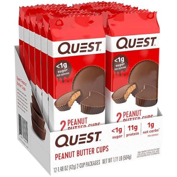 Quest Nutrition High Protein Low Carb, Gluten Free, Keto Friendly, Peanut Butter Cups, 12 Count (Pack of 1) (total- 17.76 Ounce)